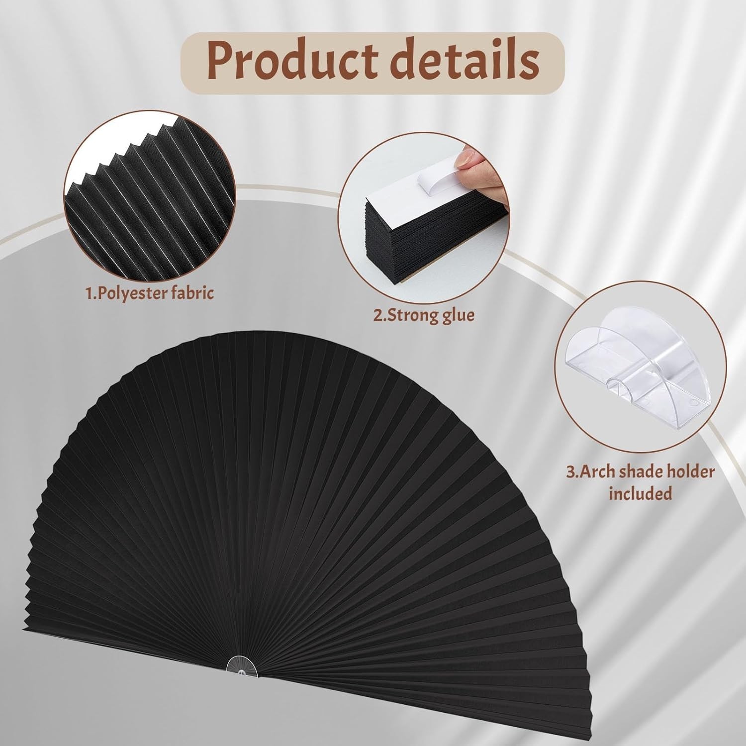 Half Moon Window Shade Circle Arch Blackout, One Size, Black