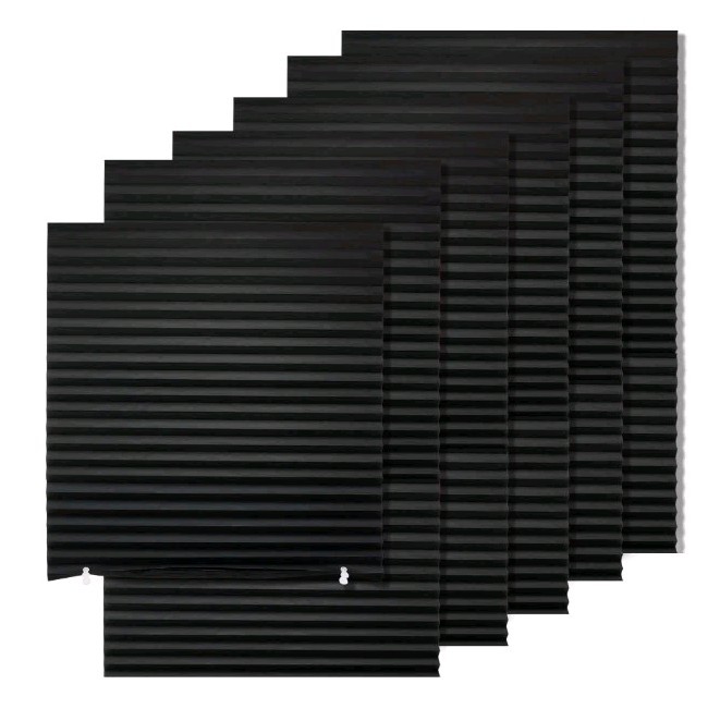 MYshade 6 Pack Temporary Blackout Paper Shades for Windows,Paper Pleated Blinds