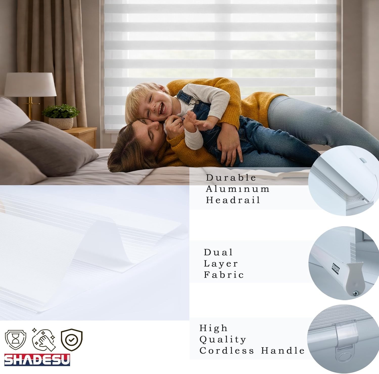 Cordless Zebra Blinds – Light Filtering Dual-Layer Window Shades for Privacy …