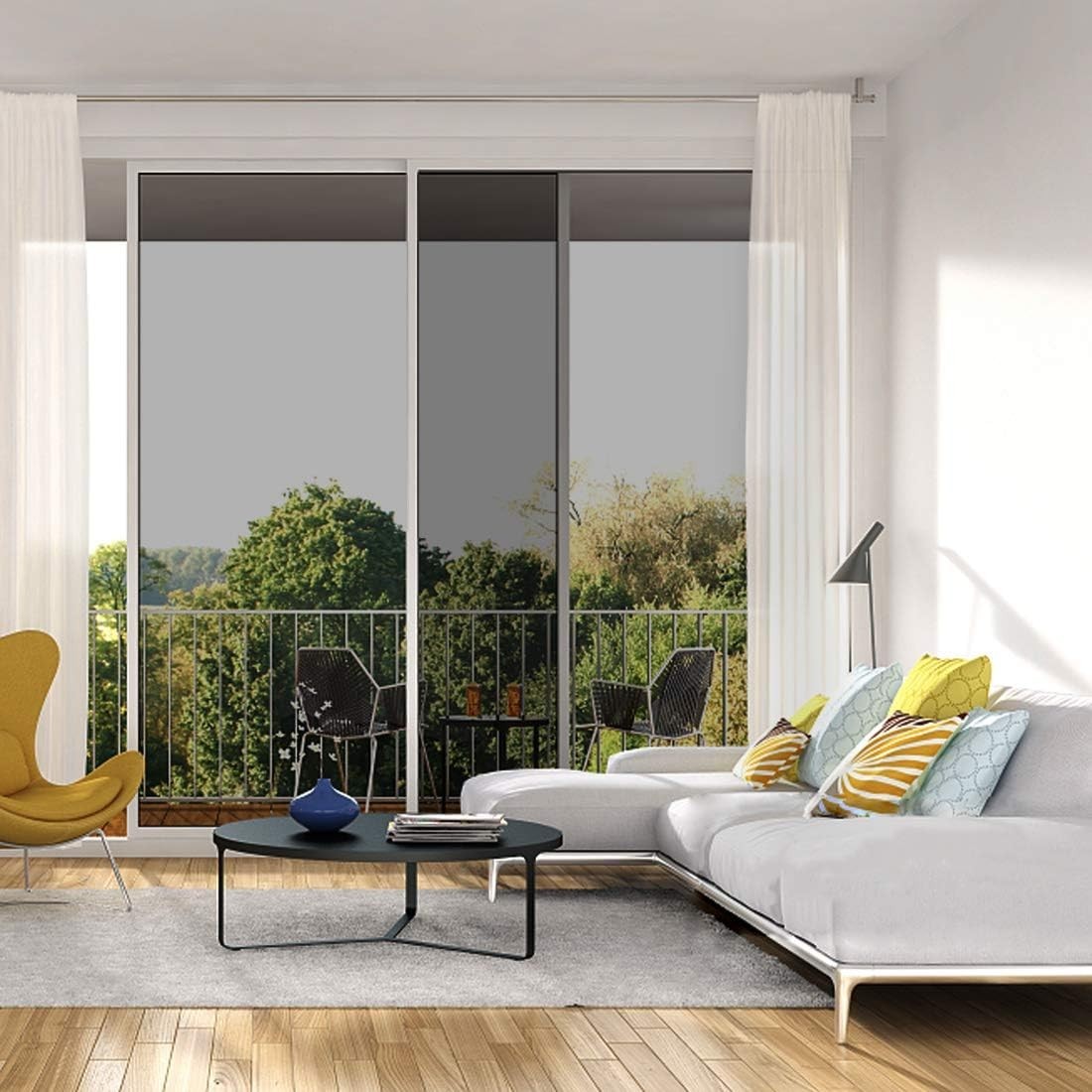 Elegant Black Silver One Way Window Film for Daytime Privacy – 6 Mil Thick