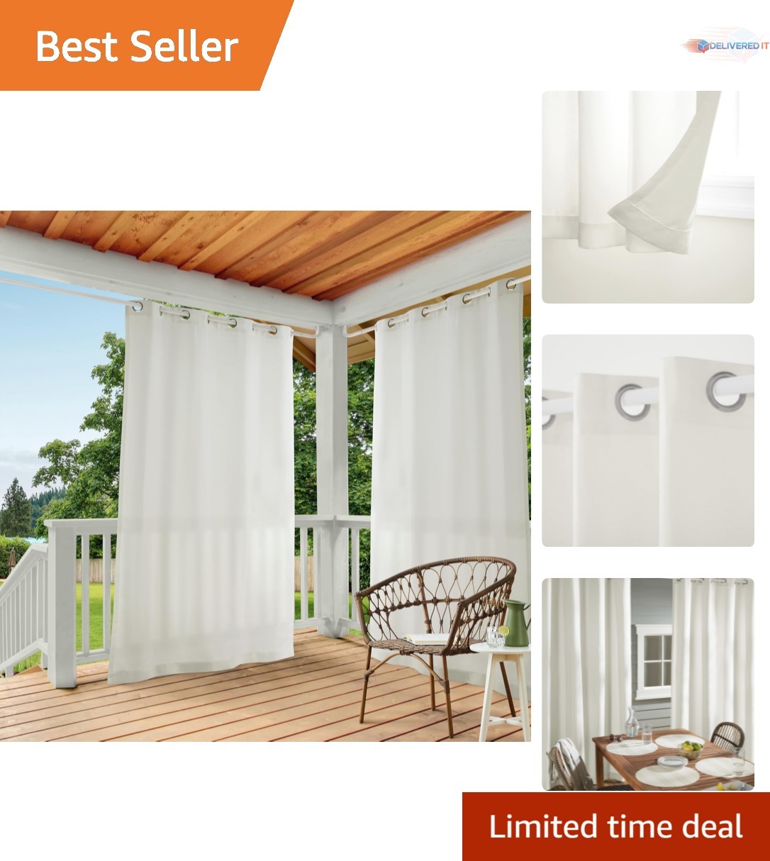Heavyweight Indoor Outdoor Curtains Set Light Filtering Water Resistant 54×84