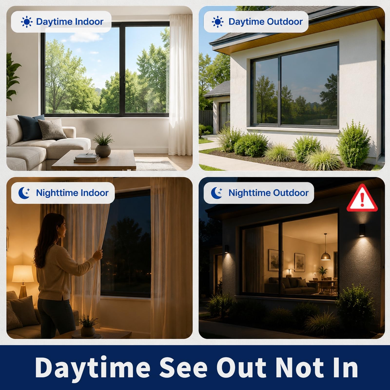 WPCTEV Window Film One Way Mirror Tint 17.5 Inch x 6.5 Feet, Black Silver
