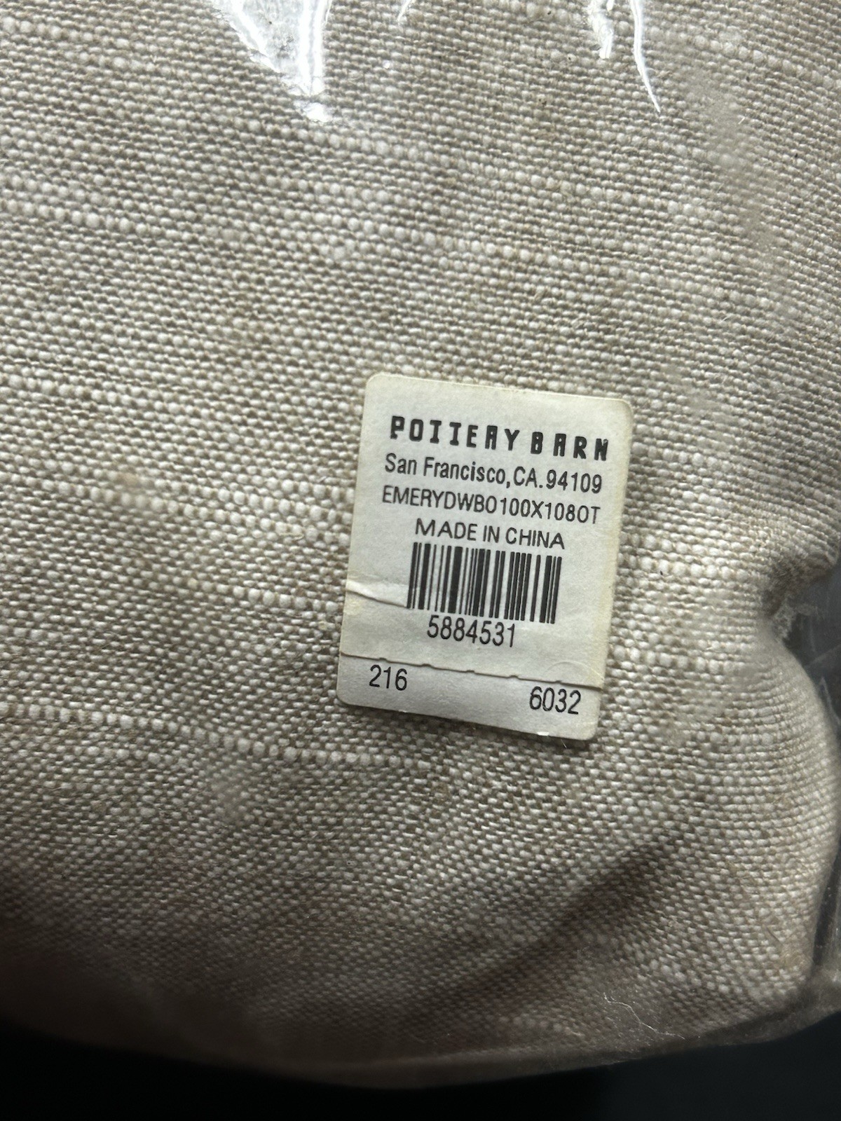 Pair of Pottery Barn Emery Linen Curtains Oatmeal Beige 108×100 Blackout Lining