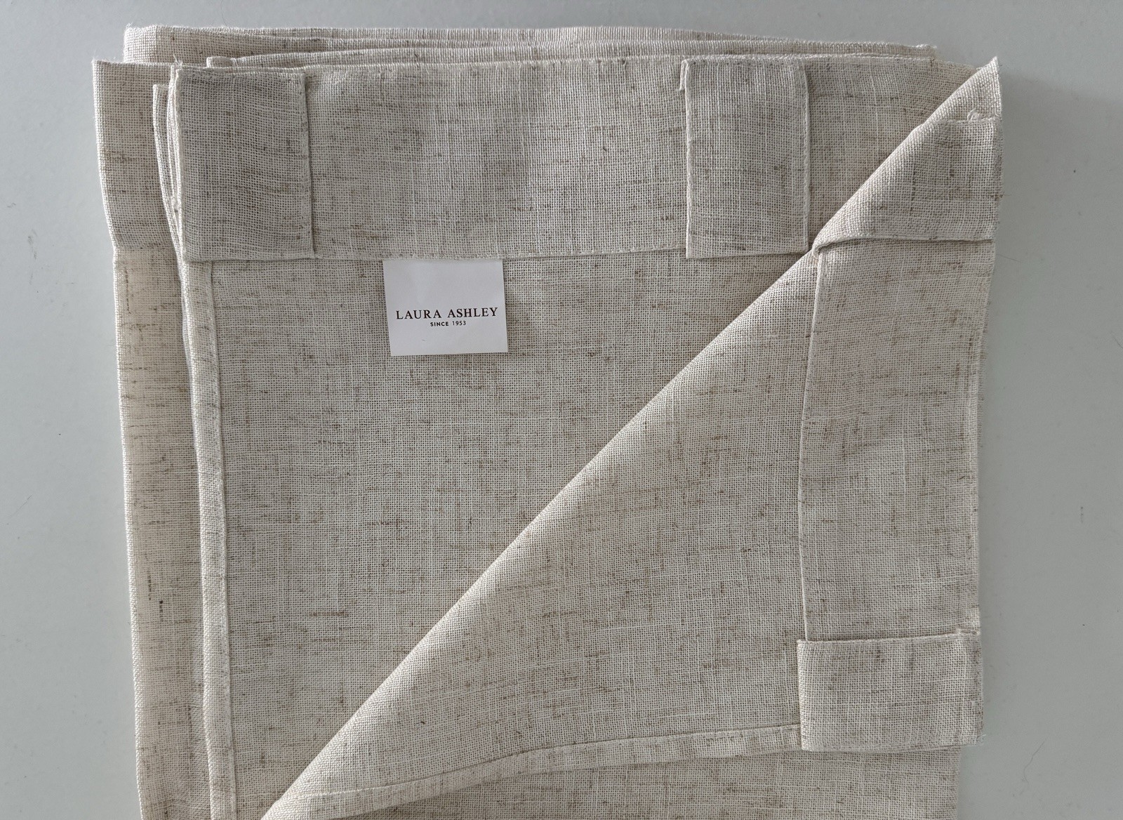 New Laura Ashley Window Curtains 2 Wide Panels 52 x 84 Linen Natural Back Tab