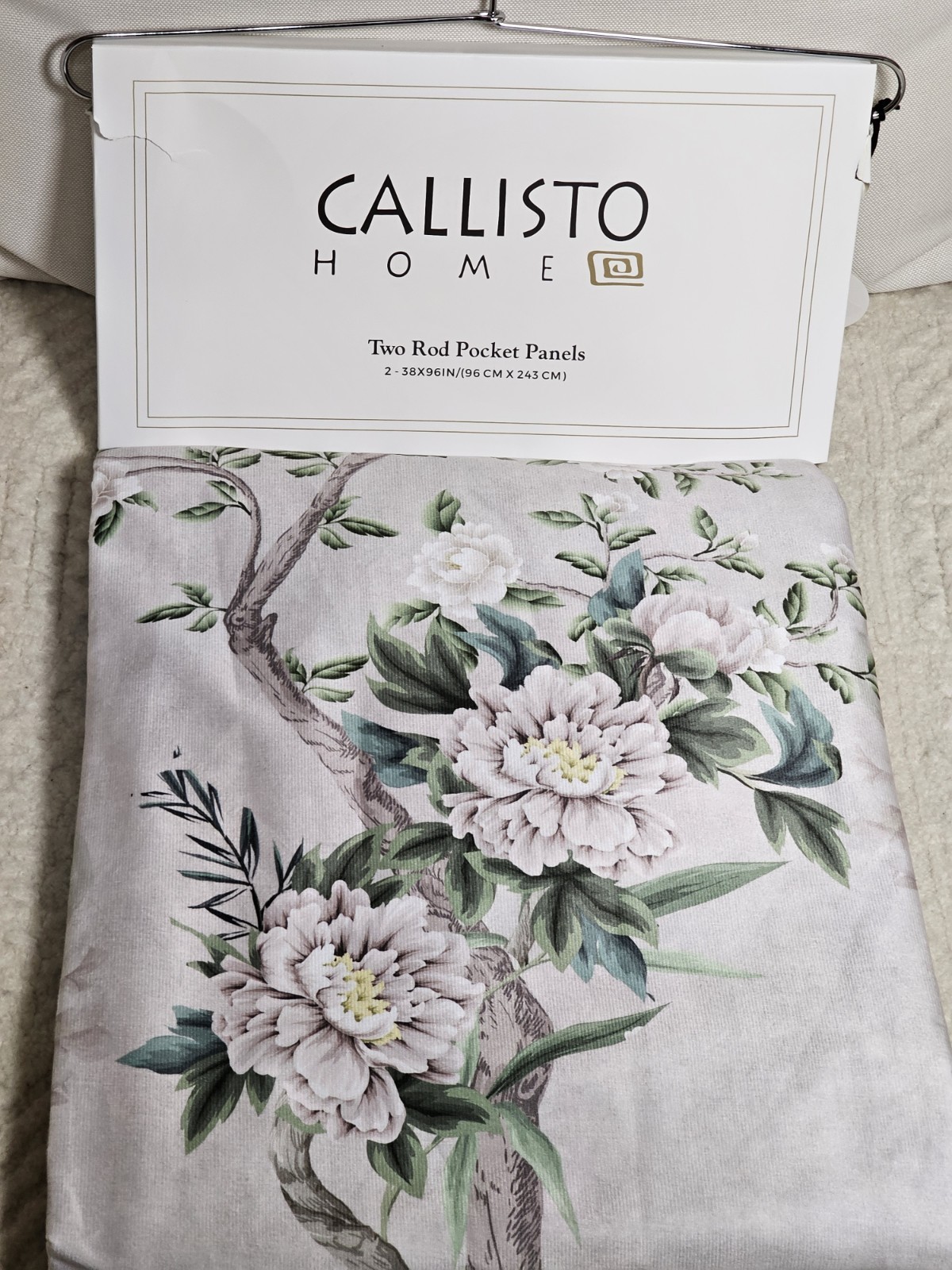 Callisto Home Heron Bird Window Curtains Panels 38 X 96 Pair Drapes Blush Scroll