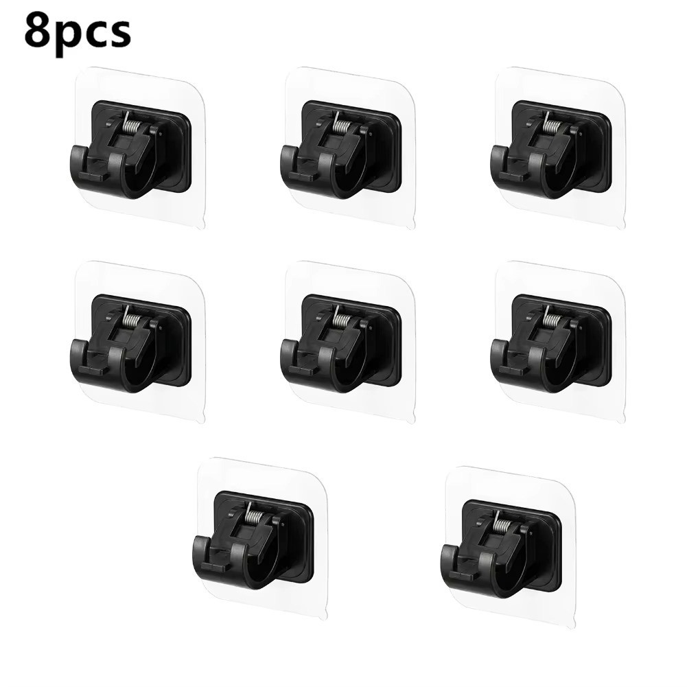 8PCS Nail Free Adjustable Curtain Rod Clip Brackets Self Adhesive Holder Hooks
