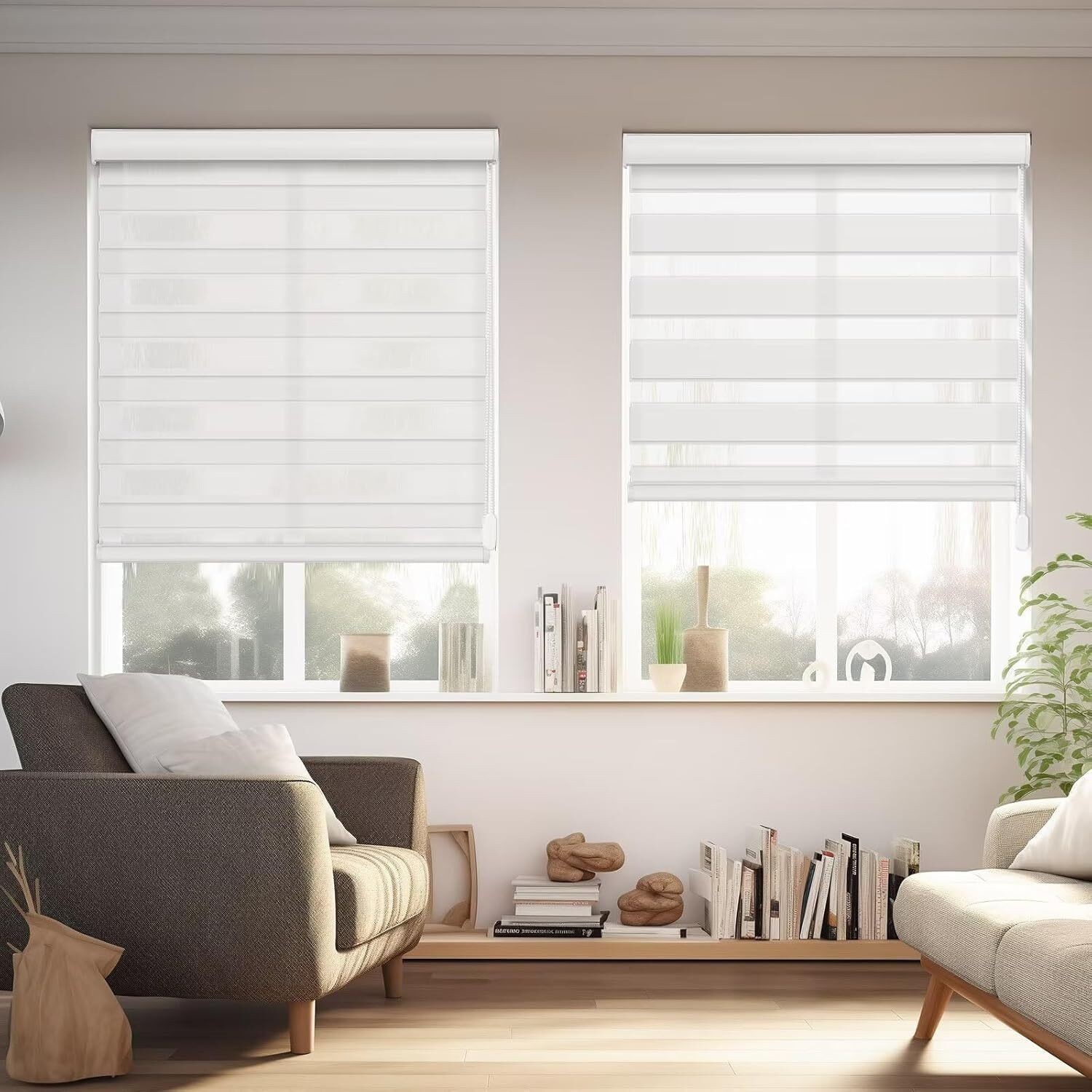Changshade Dual Zebra Roller Blinds Horizontal Window Shades Easy to Install