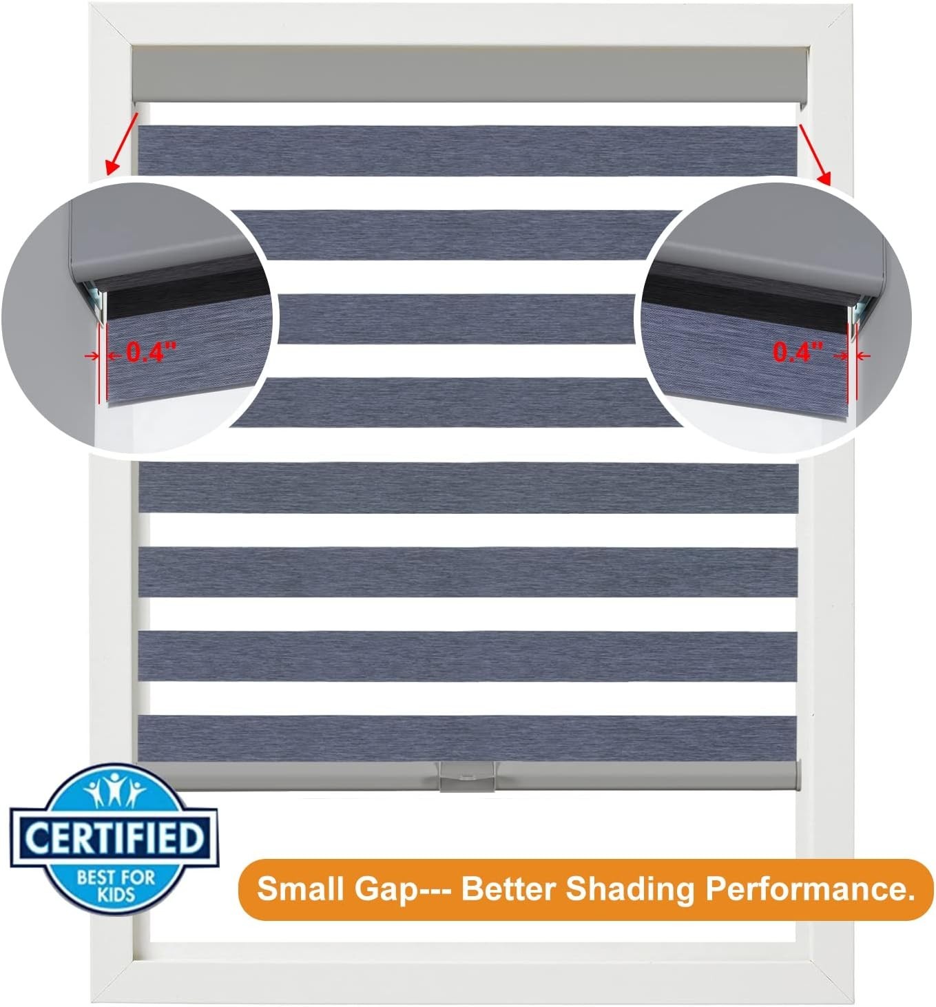 Elegant 30″W x 72″H Blackout Cordless Zebra Blinds in Dark Grey for Modern Homes