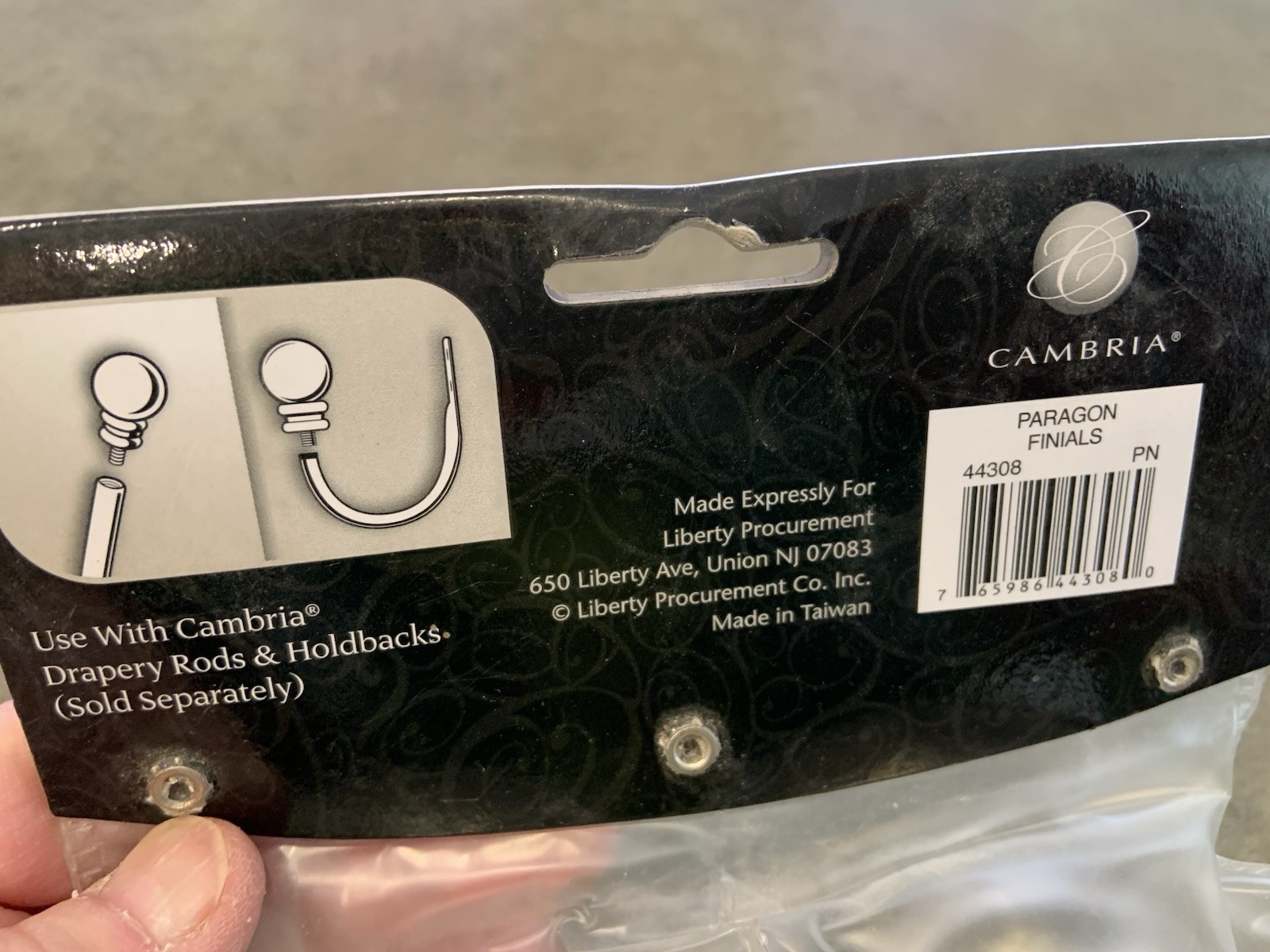 Cambria Premier Curtain Rod Finials w/ Hardware Polished Nickel NEW