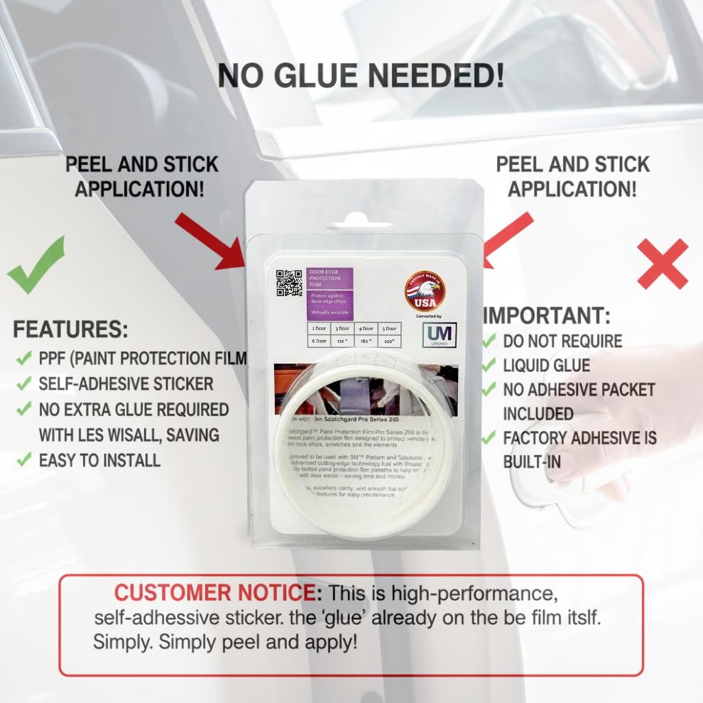 2 Door Edge Guard Paint Protection Film 8mil PPF Precut Clear Edge Protection