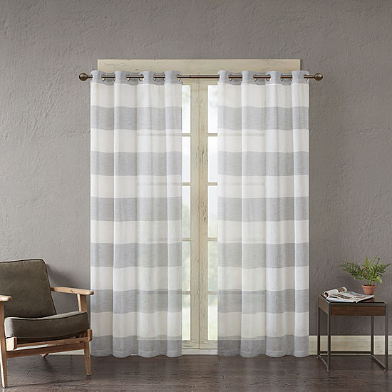 Urban Habitat Woven heavy Sheer Window Panels Grey white 50 x 84 inch Set of 2