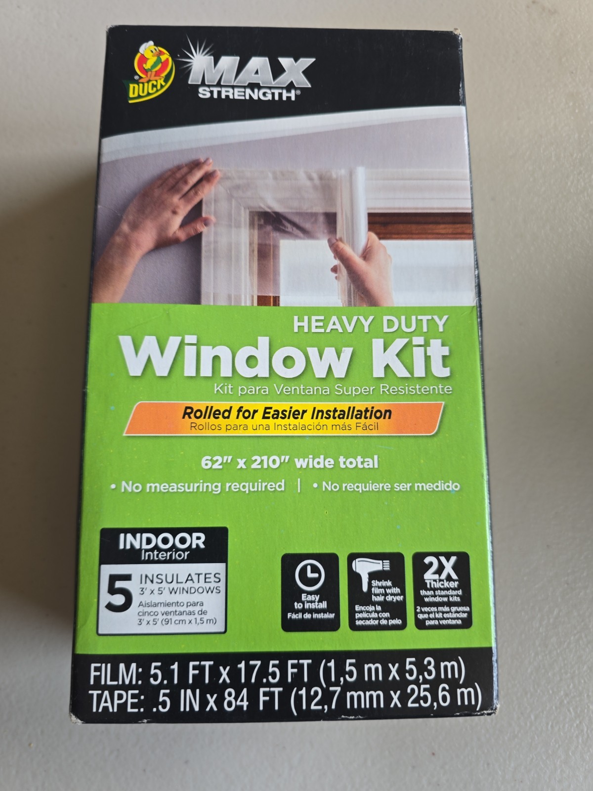 Duck Max Strength 5 Window Kit Heavy Duty Insulating Film 62″ x 210″ 1.5 Mil