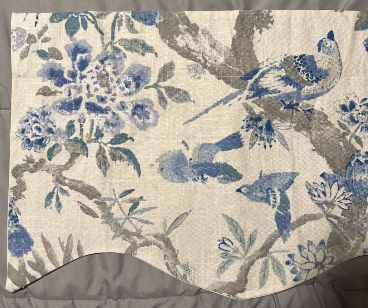 RLF Curtain Valance Home Parrot Blue Gray Cream