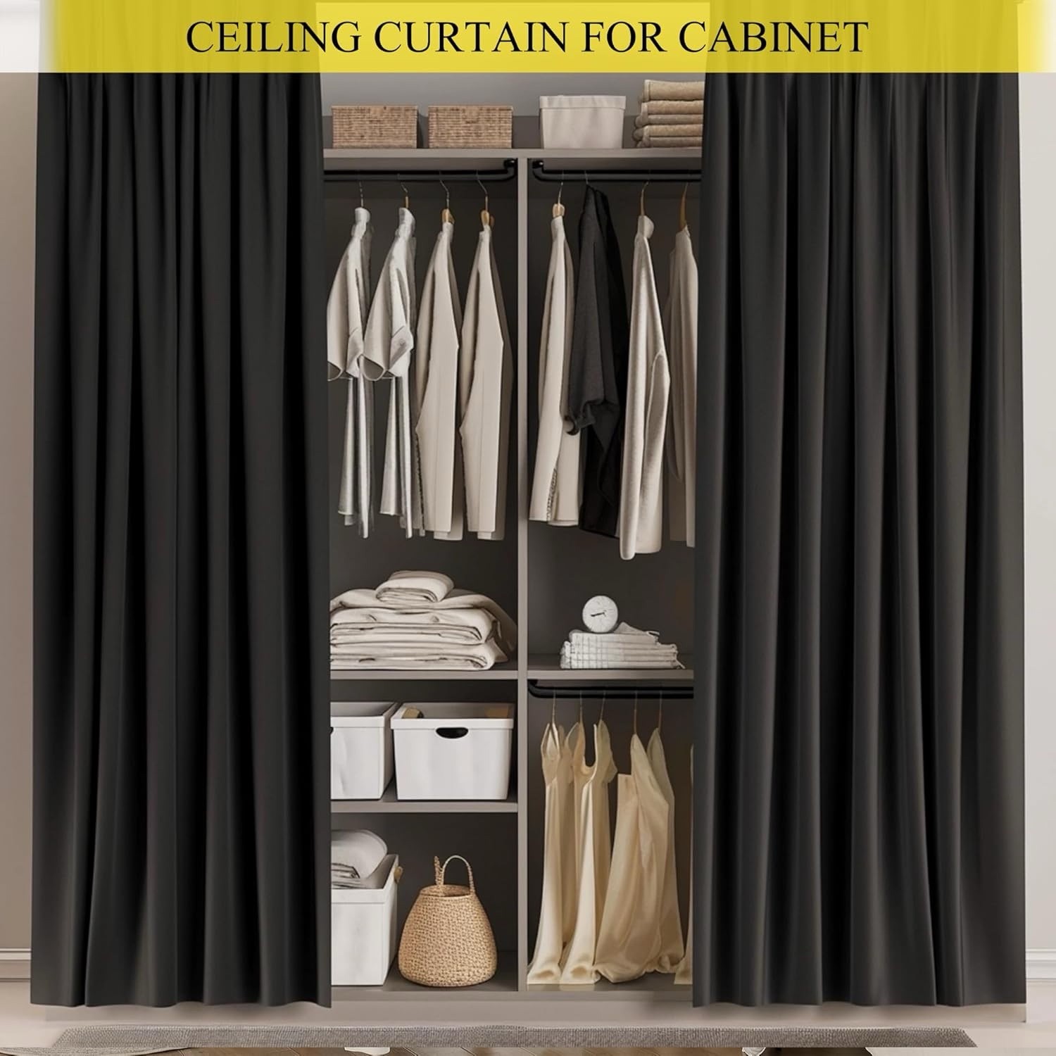 Bendable Ceiling Track Room Divider Curtain Set – 95% Blackout, Grey 9ft Tall