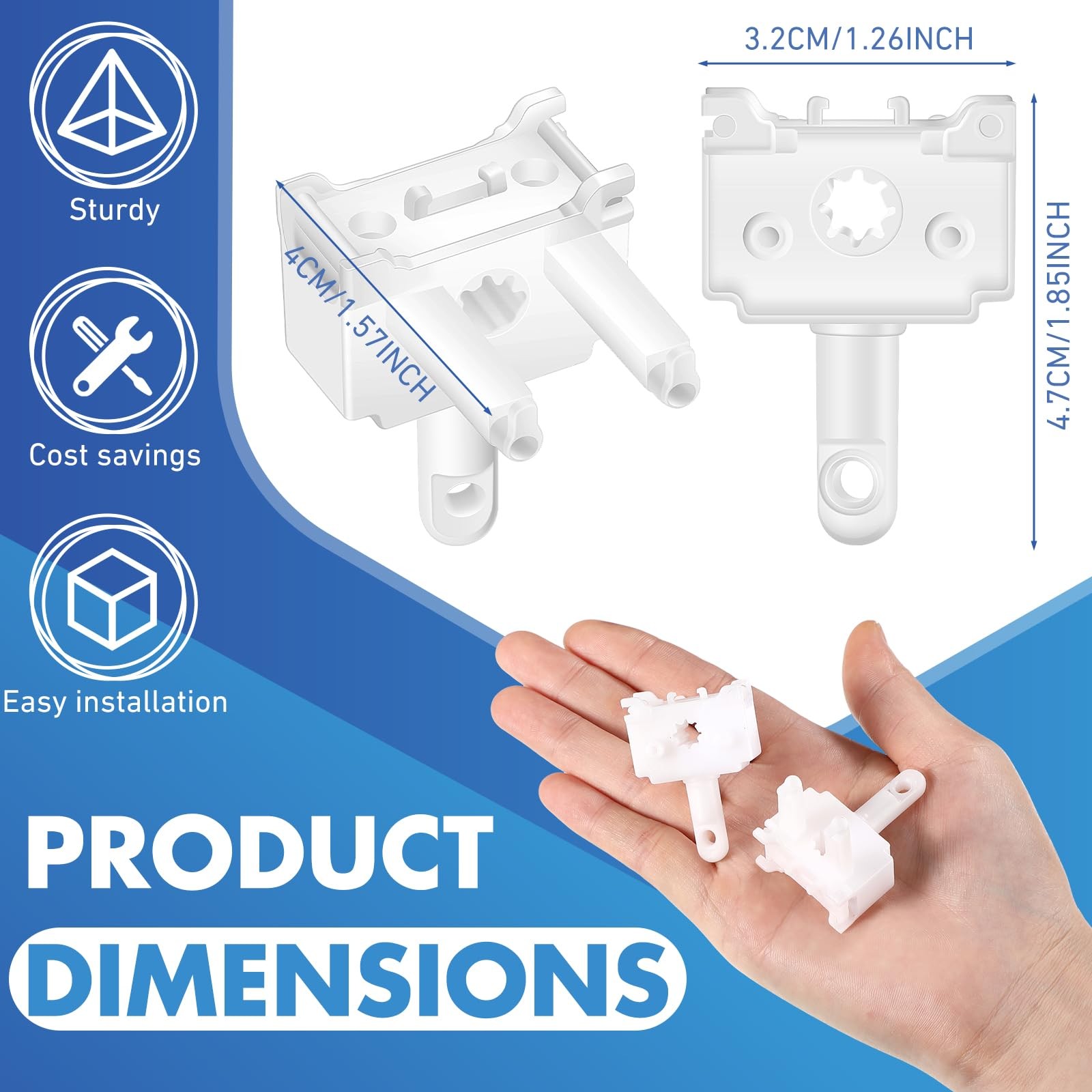 2 Pcs Vertical Blind Wand Control Replacement Repair One Size, White