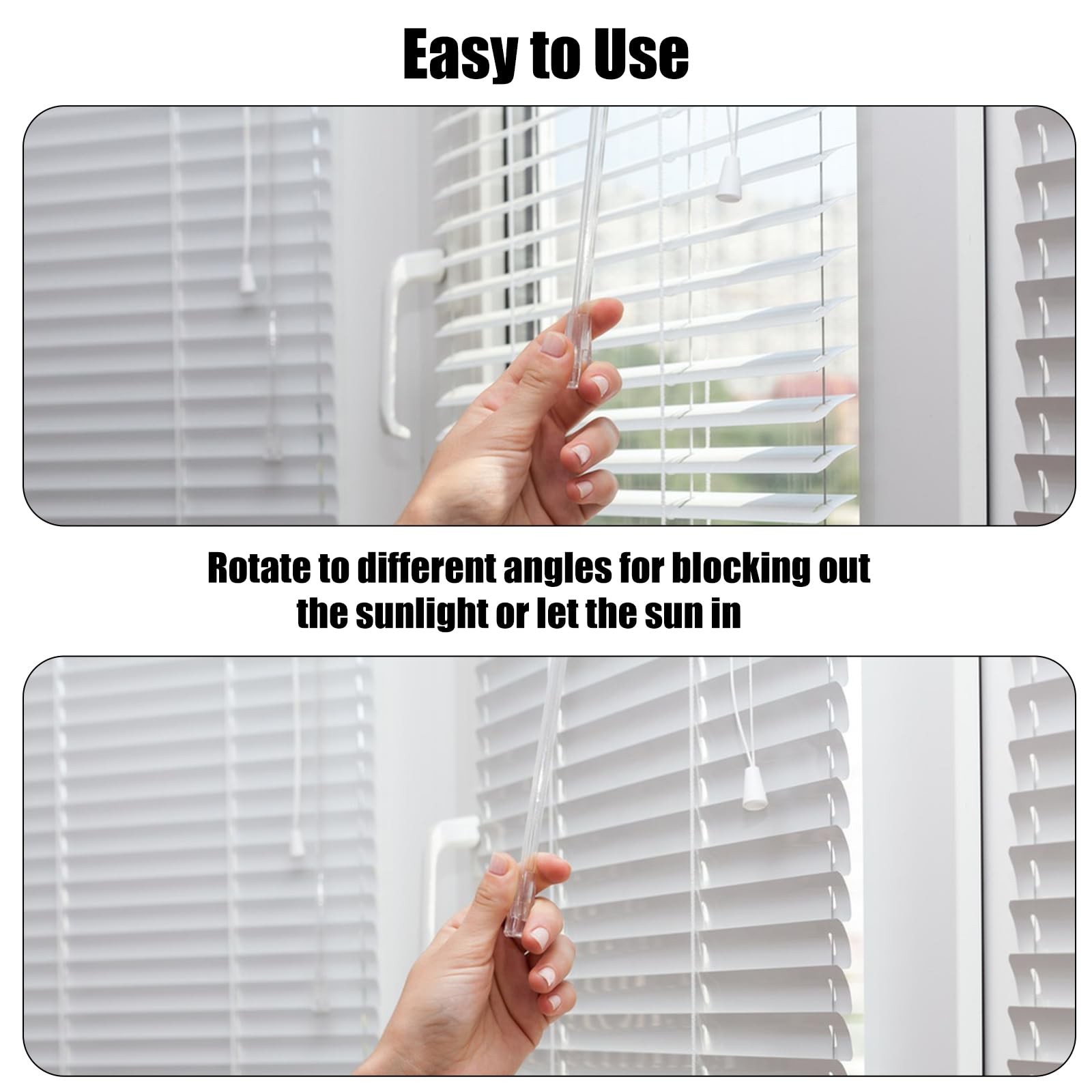 4Pcs Blind Rod Parts PVC Blind Tilt Wand with Hook and Handle Stick for Windo…
