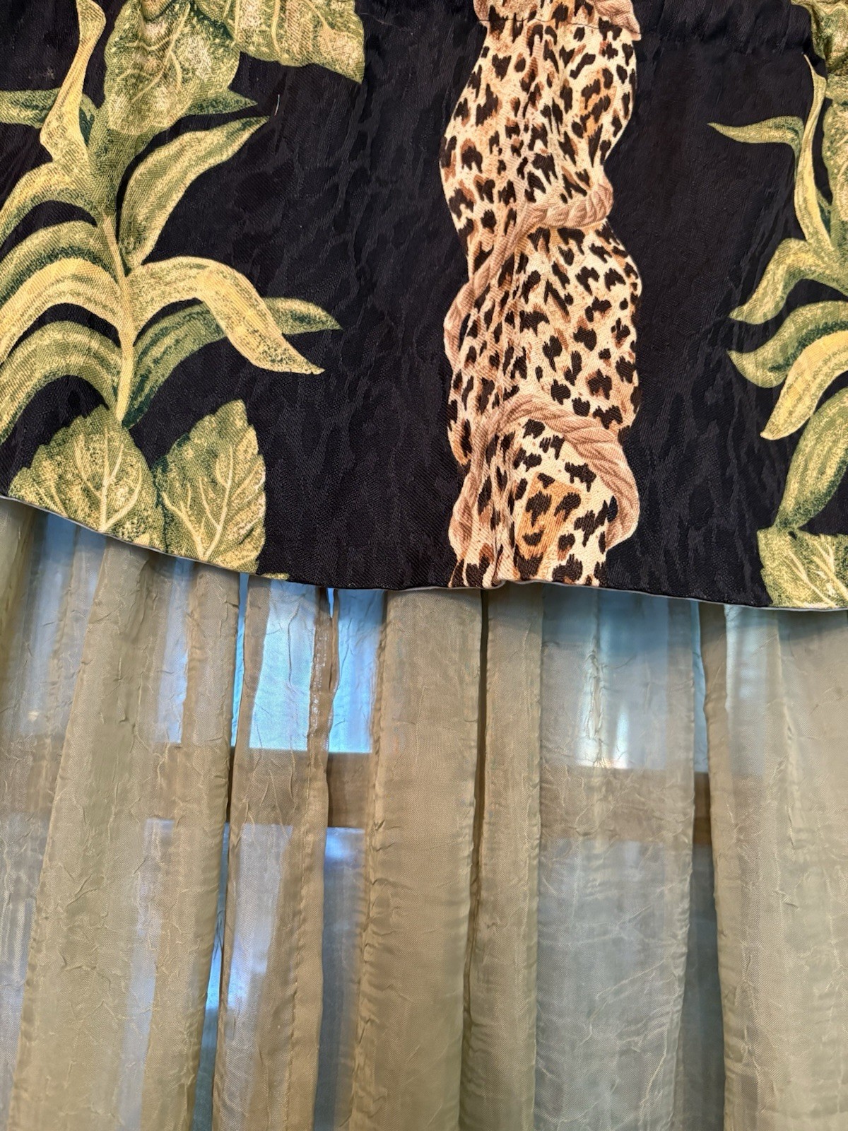 Curtains/Sheer Dark Sage Green/Valances & Tie-backs/Enough for 3 Single Windows