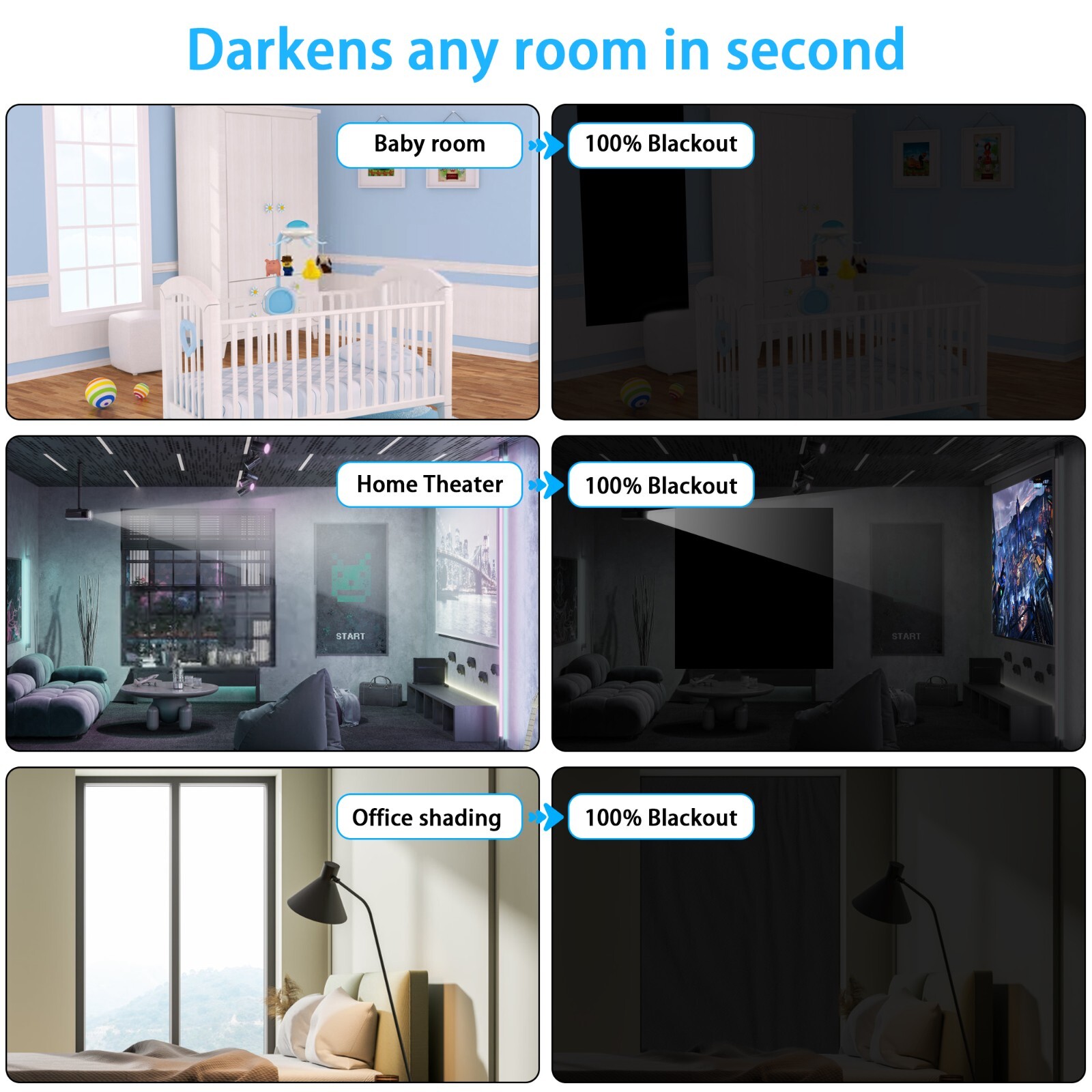 Portable Blackout Shades (71″ x 57″) Travel Window Blackout Curtains Room Blinds