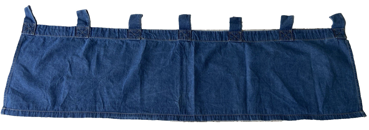 Woolrich Blue Denim Tab Top Window Valances~Contrast Stitching~Farmhouse~53×18