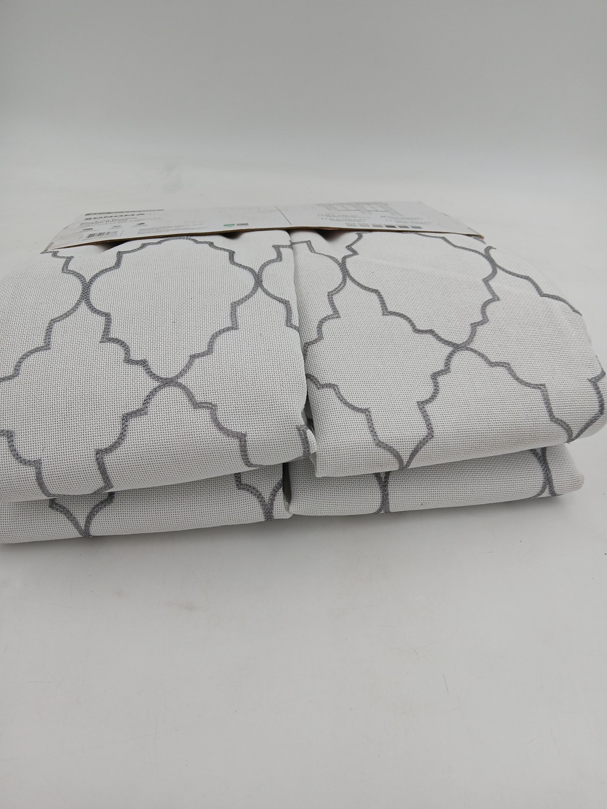 SONOMA 98% Blackout Curtain Panels 2 Panel 50×84 White Gray Lattice Grommet