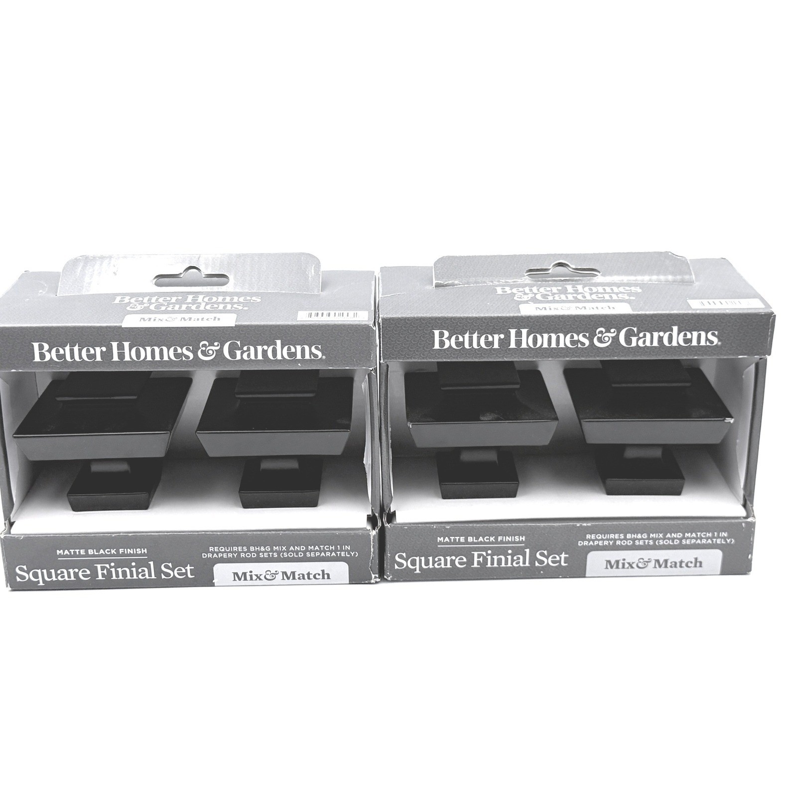 Better Homes & Gardens Square Finial Set 1in Matte Black 2 Packs 4 Total Finials