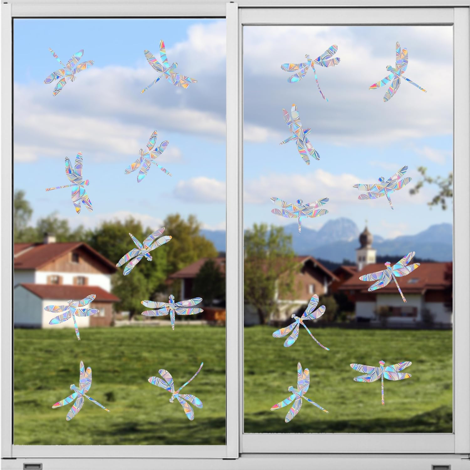30 Pieces Dragonfly Anti-Collision Window Clings – Glass Reminder Prism Decals –