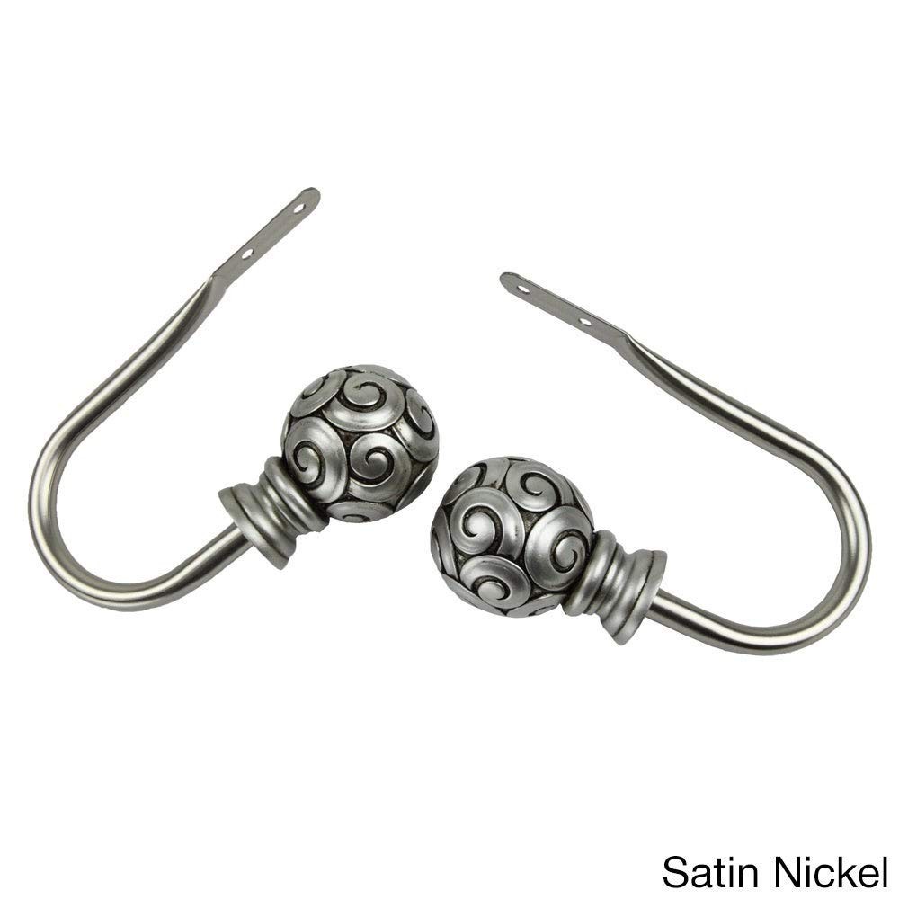 InStyleDesign Lux Curtain Holdback and Finial Set – n/a Satin Nickel Nickel Fini