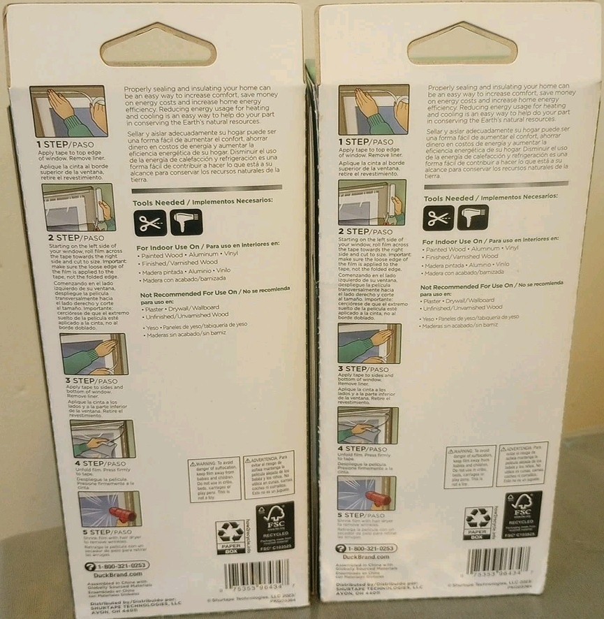 Duck Brand Indoor 62 inch x 420 inch 10 Window Insulation Kit LOT OF 2 BOXES