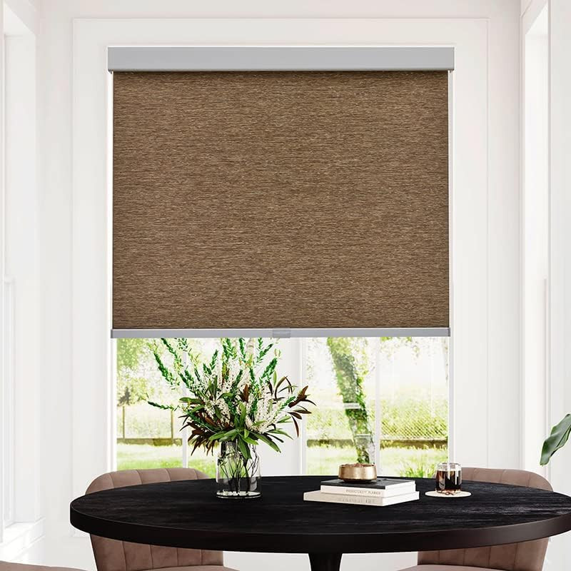 Free-Stop Cordless Roller Shades Light Filtering Roller Blinds for Windows (Brow