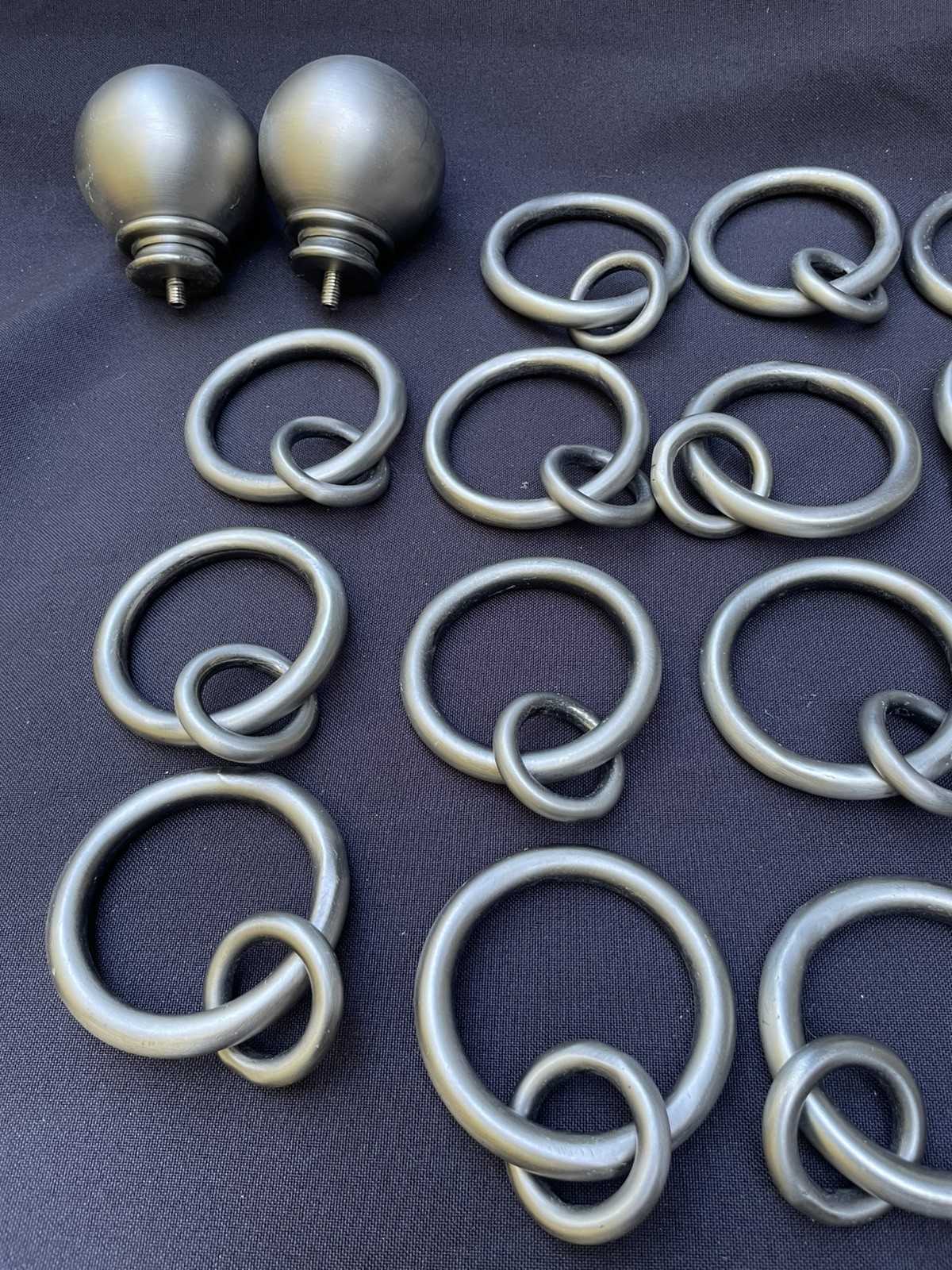 43 Pcs Silver Steel Double Round Curtain Rings 1.75” ID, 2.5” OD Heavy, Thick