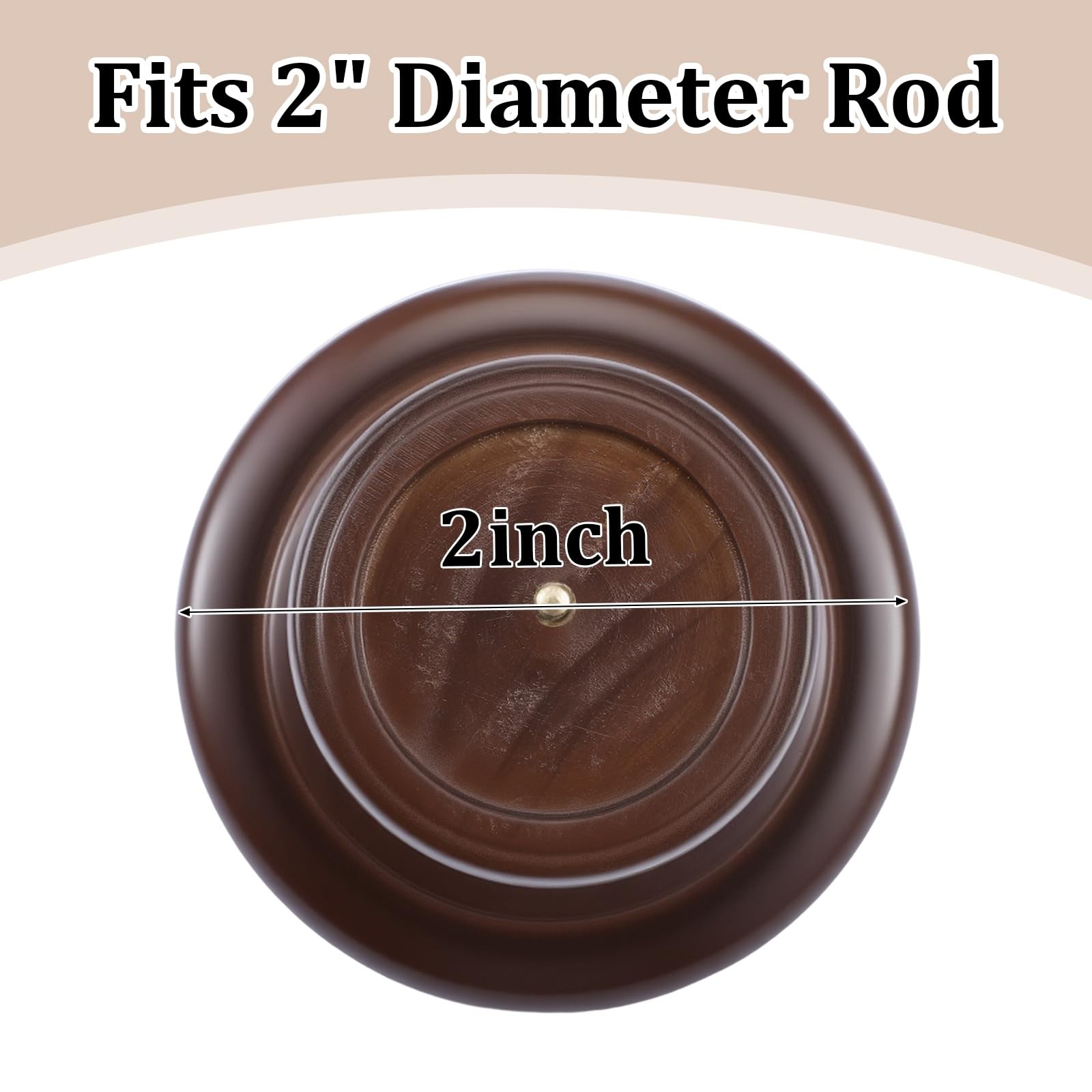 2 Pack Drapery Curtain Wood Finial Screw on Curtain Rod End Caps Wooden Finia…