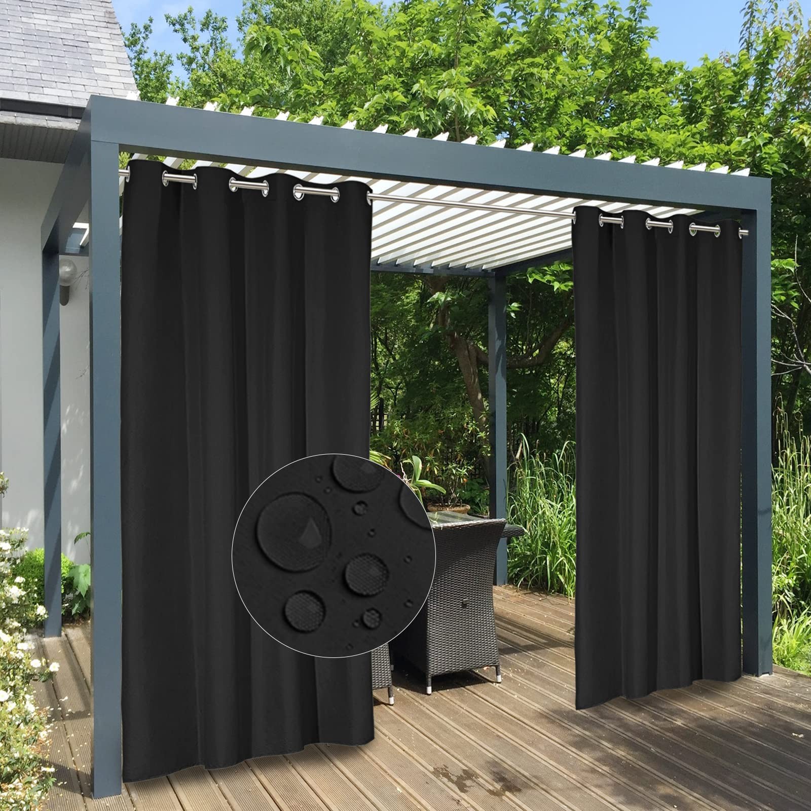 100% Waterproof Outdoor Curtains Windproof Weatherproof Porch Curtains, Premi…