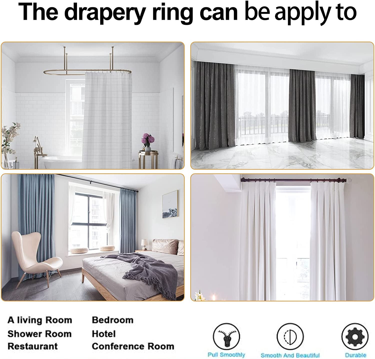 Antique Brass Curtain Rings with Eyelets for Up to 1.75-Inch Curtain Rods (Set o