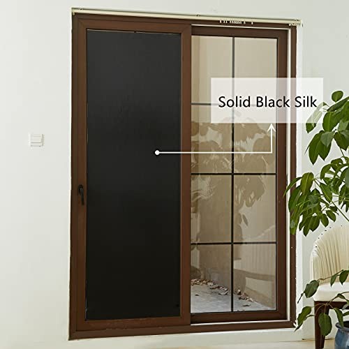 Total Blackout Window Film Silk Black Window Cover 17.7in x 6.5ft (45x200cm)