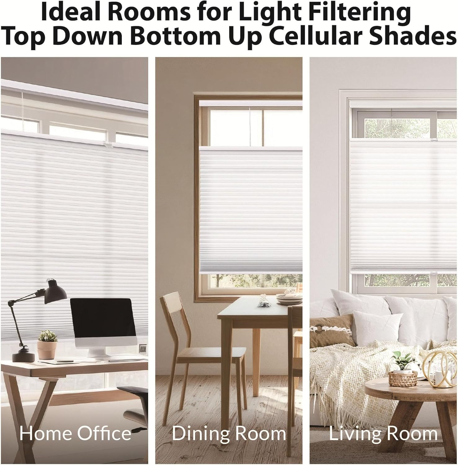 Cordless Light Filtering Cellular Shade, 58.5″ W x 60″ H, Gray