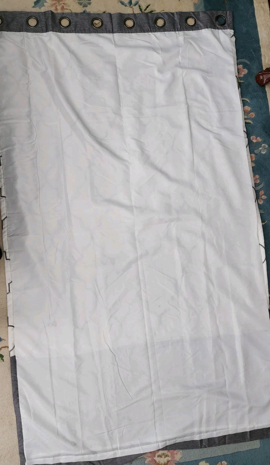 Liz Claiborne Quinn Lattice Gray & White 50″By 84″ Crommet Curtains Set Of Three