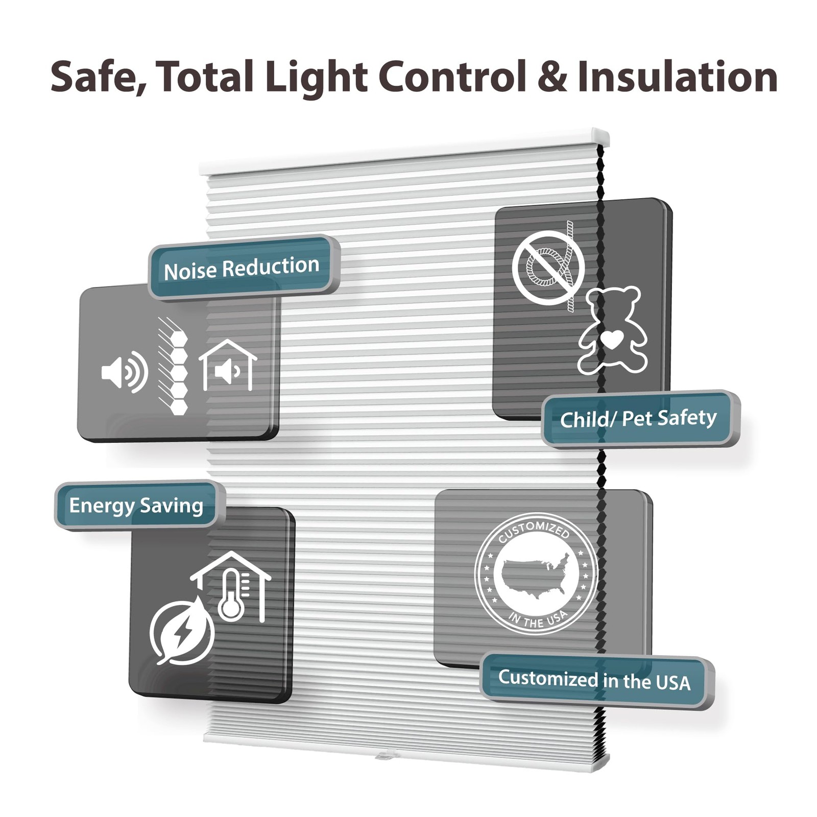 Cordless 1.5″ Blackout Cellular Shade, Energy Saver, 20.5″ W x 54″ H, Latte