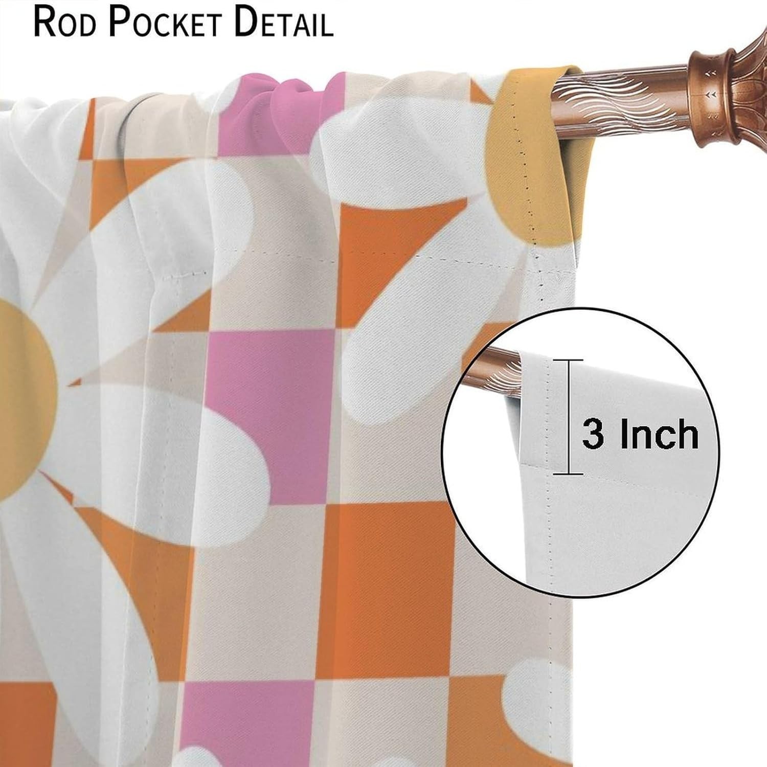 Colorful 70’s Floral Curtains – Durable Polyester with Easy Care & Installation