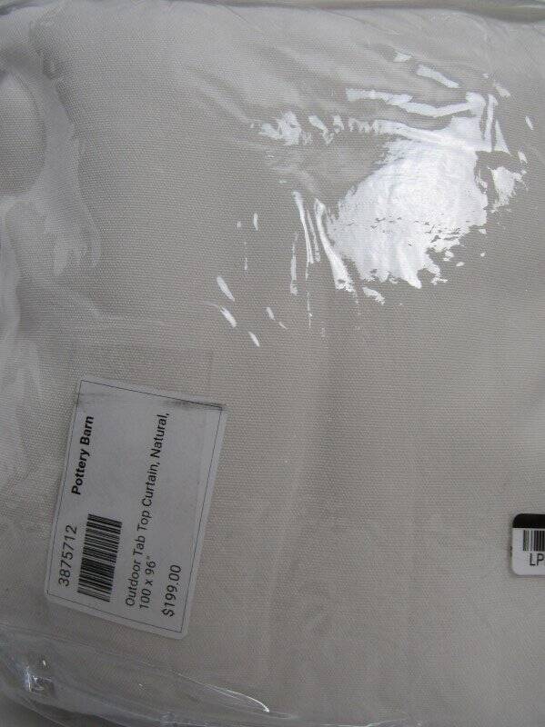 Pottery Barn Outdoor Outdoor Tab Top Curtain, 96″L x 100″W Natural Color New