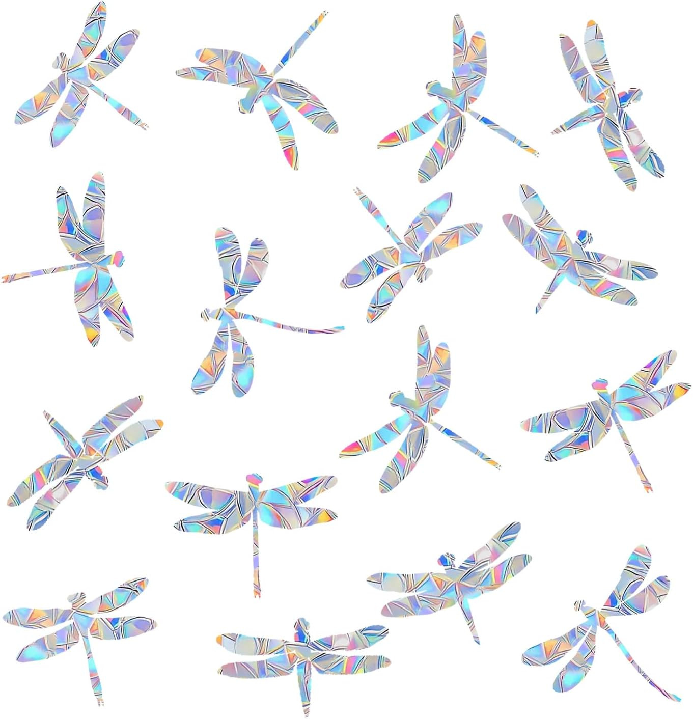 30 Pieces Dragonfly Anti-Collision Window Clings – Glass Reminder Prism Decals –