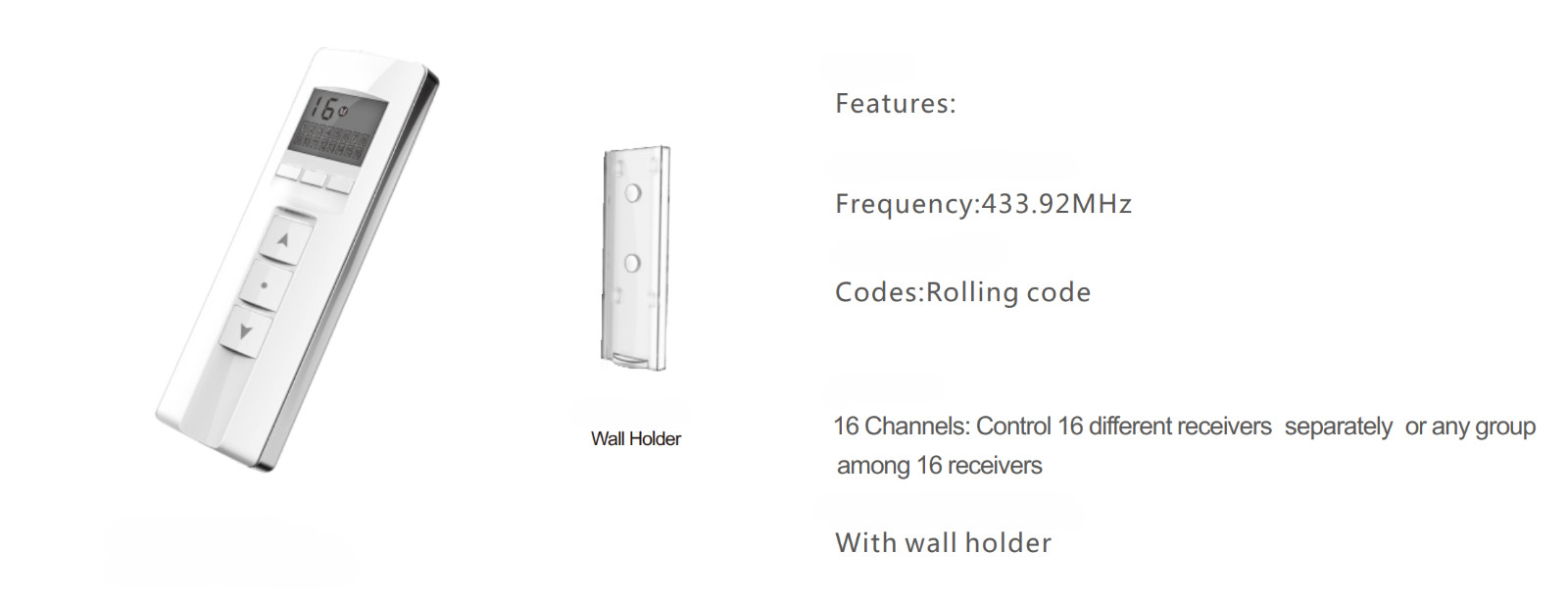 ALPHA ALPINA WISTAR Roller Shade Remote Control 433.92 Mhz