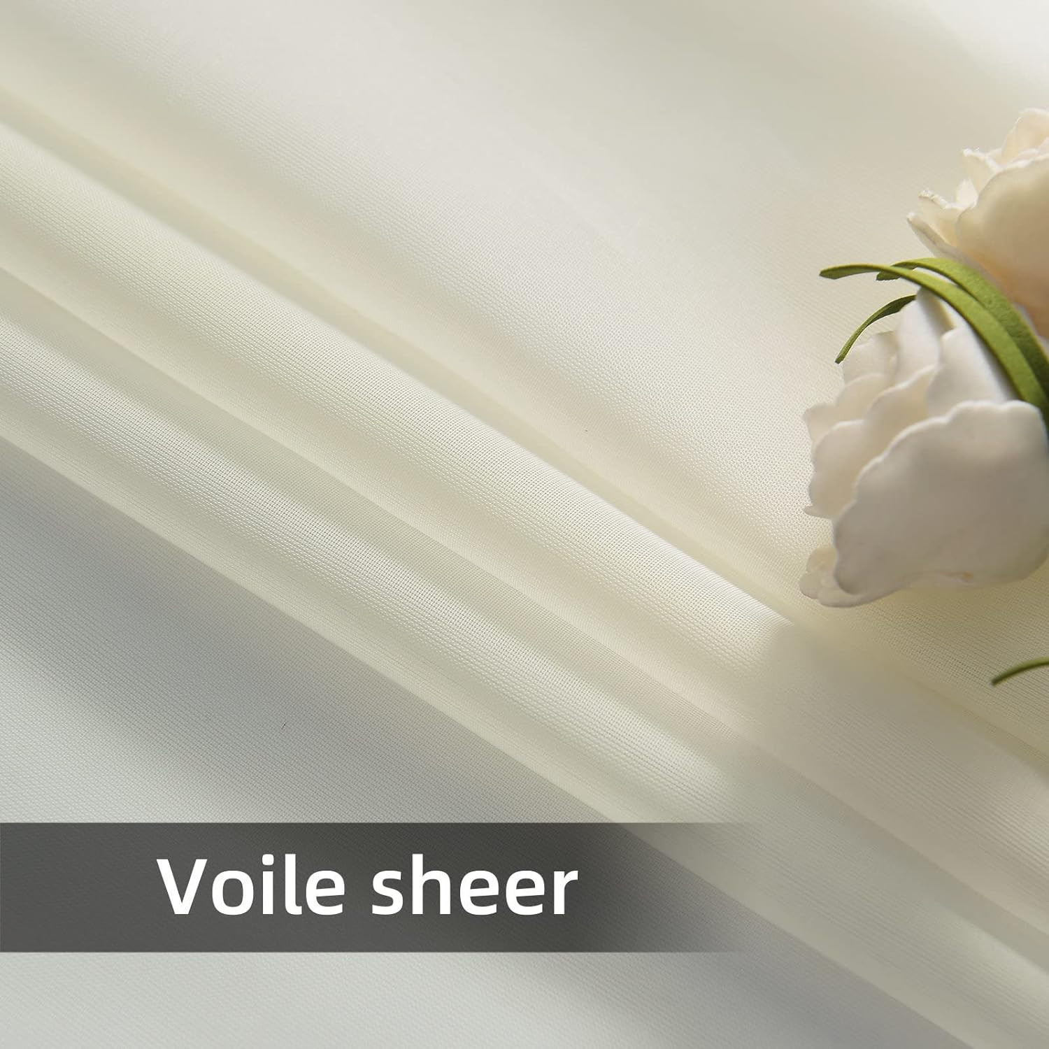 Solid Sheer Rod Pocket Curtain Voile Draperies 2 Panels White Beige Black Grey C