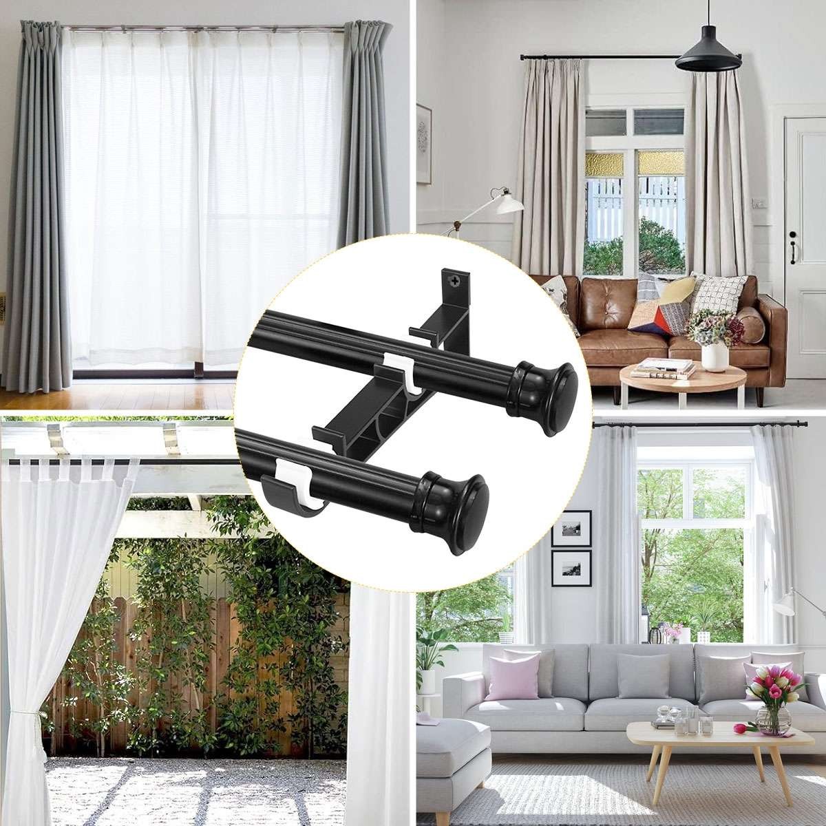 Hang Curtain Bracket Rod Holders Single Hook Into Window Frame Aluminum Alloy