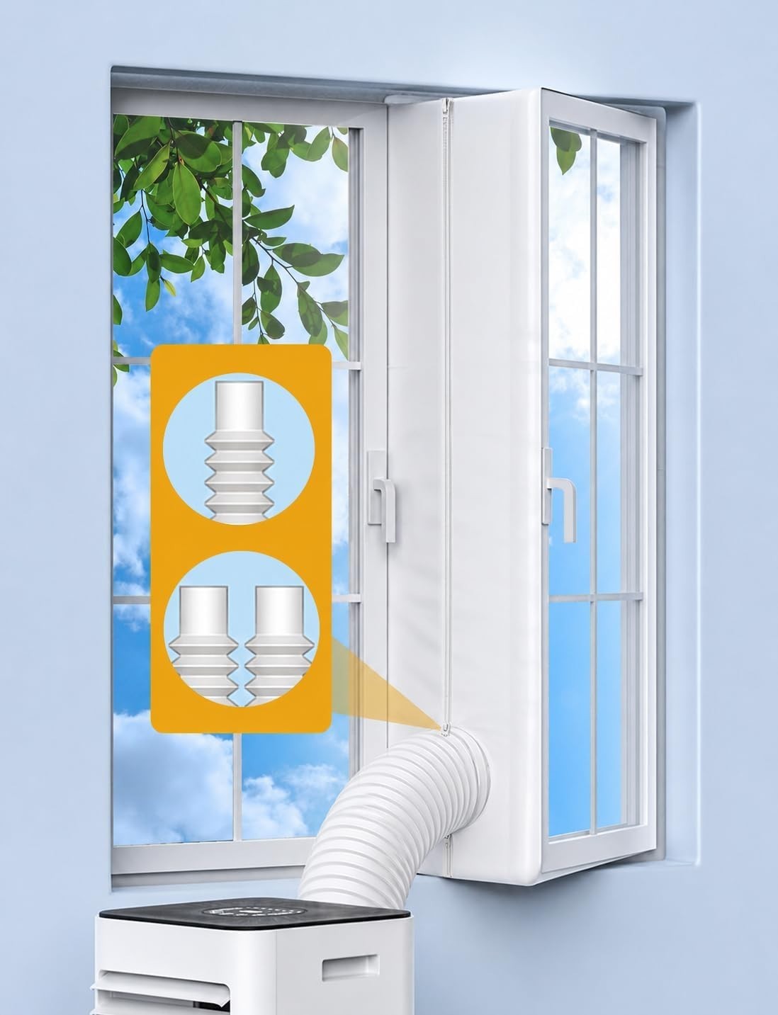 No-Drill Portable AC Window Seal Kit 400CM/157 for Skylight & Casement Windows
