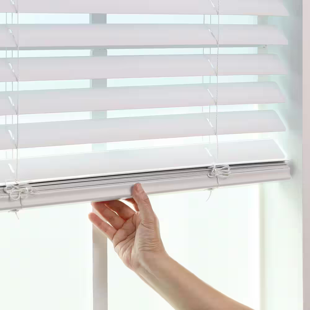 White Cordless Room Darkening Vinyl Blinds with 2 In. Slats – 35 In. W X 64 In.