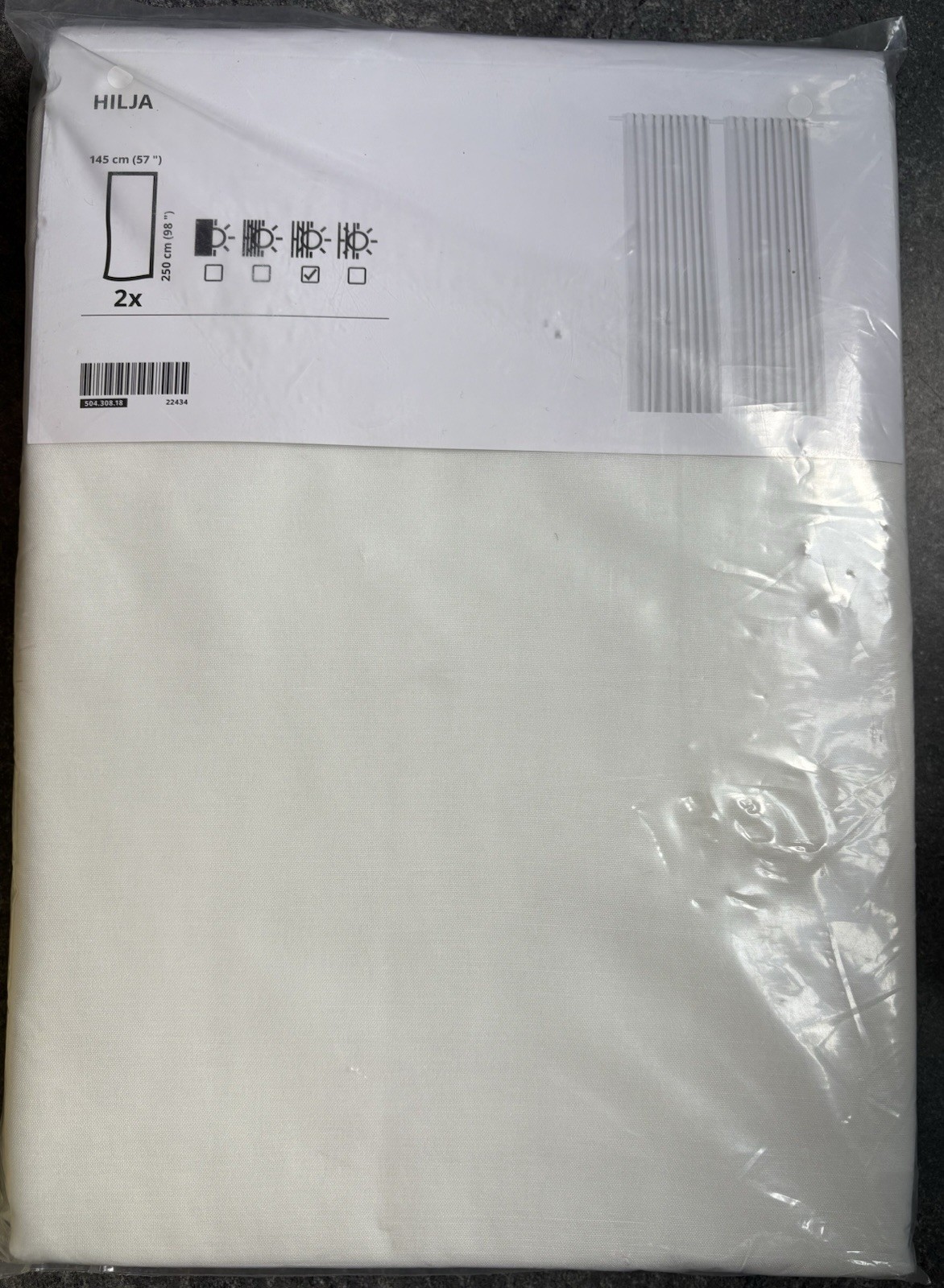 Ikea HILJA Curtains 2 Panels (1 pair) 57″ x 98″ White 504.308.18 NEW