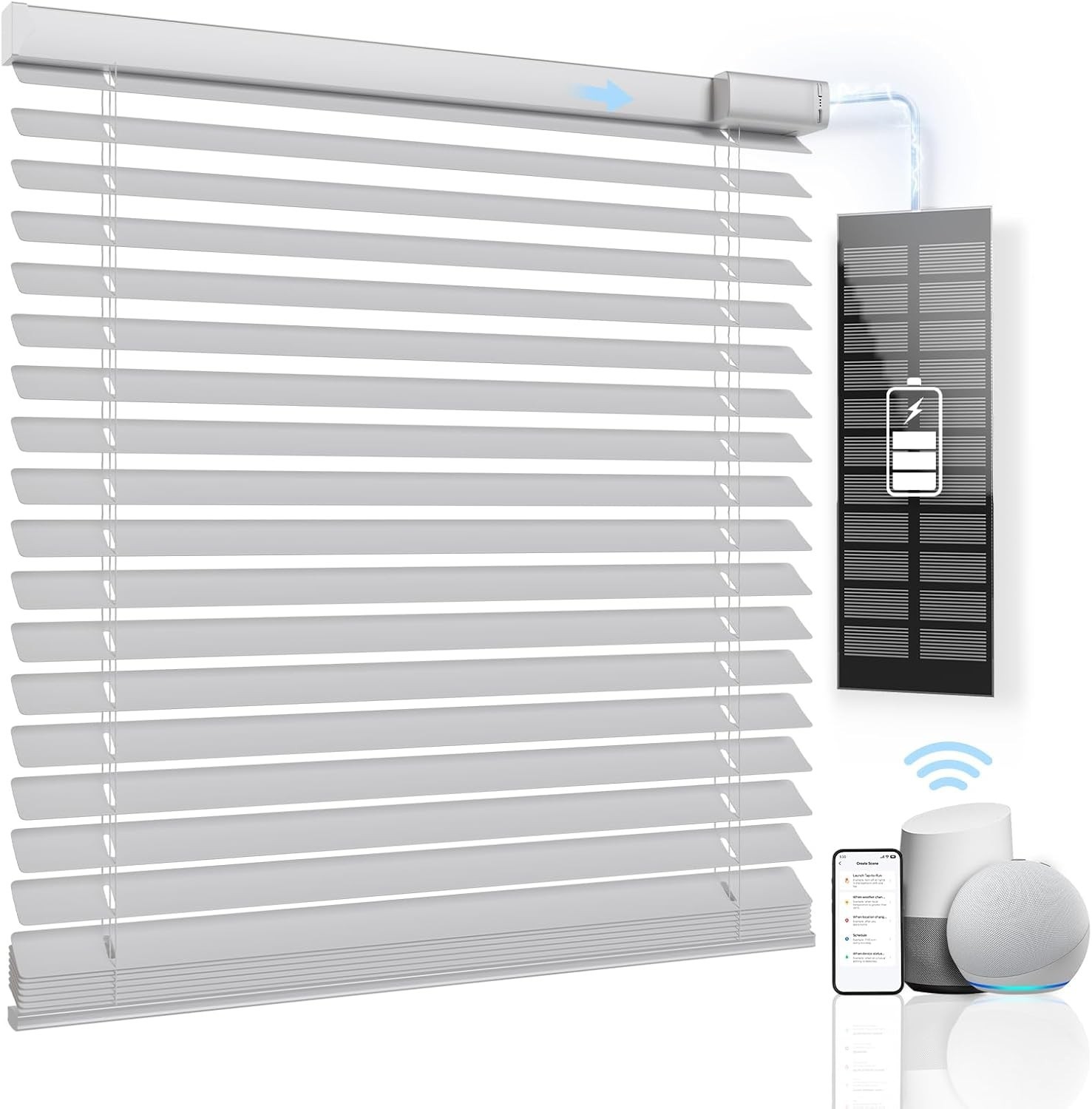 Motorized Smart Blinds with Remote Control – Solar Powered, Cordless, Automatic