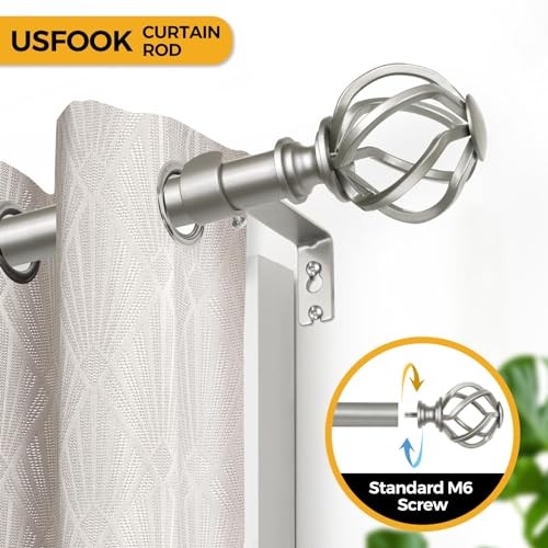 Curtain Rod 32 to 58 Inches (2.6 to 4.8 ft), 7/8 Curtain 32-58″ Antique Silver