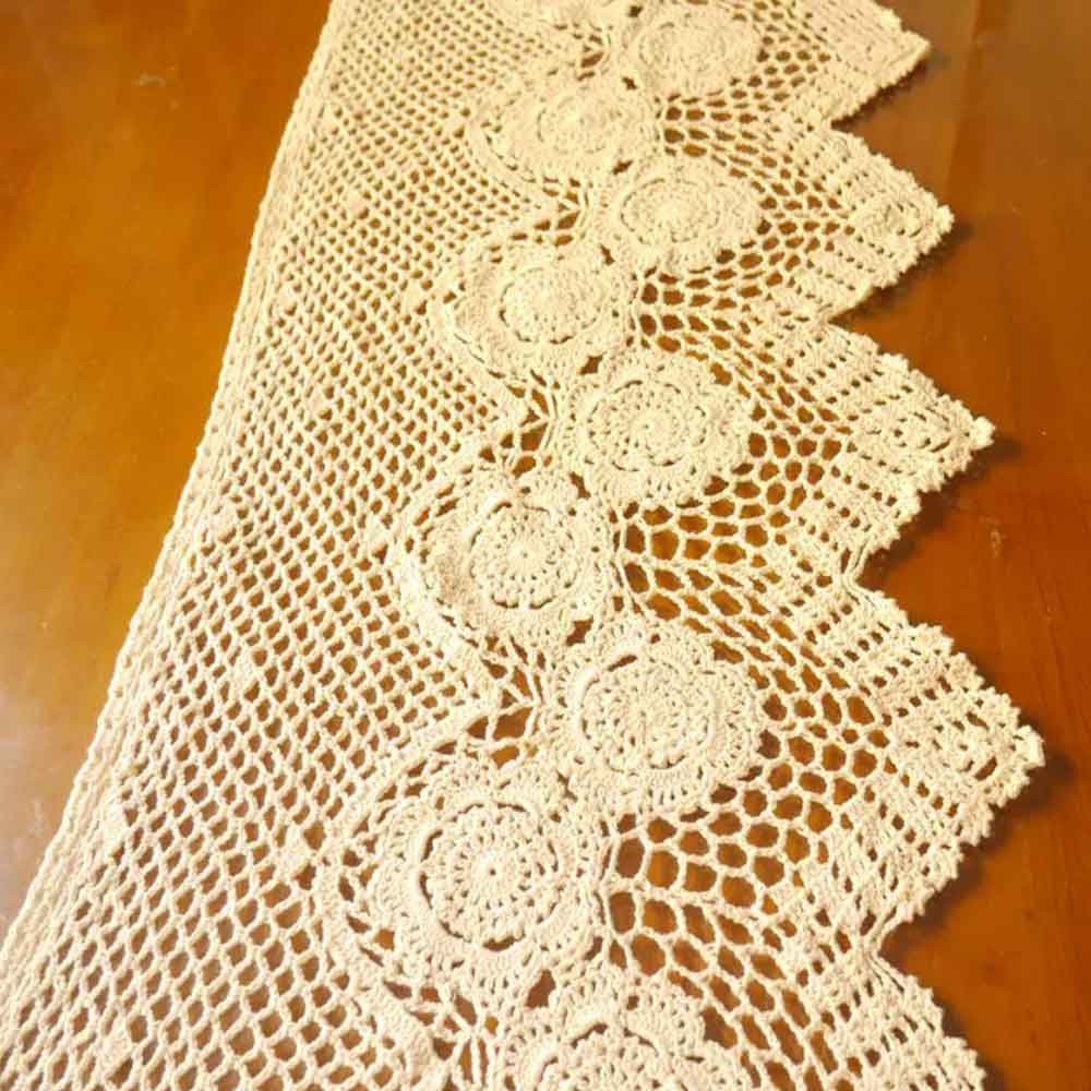 Vintage Hand Crochet Lace Kitchen Valance Cafe Short Curtain Farmhouse Decor