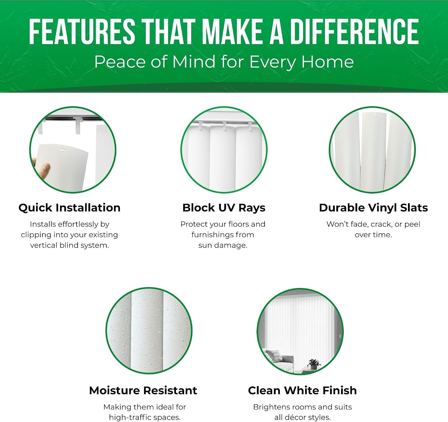 Vertical Blinds Replacement Slats White Heavy Duty PVC Vinyl Smooth Curved